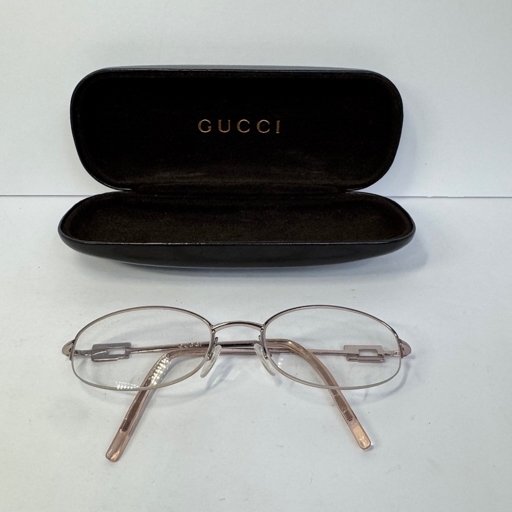 Gucci GG 2709/STRASS Gold Oval Semi Rimless Crystal Eyeglasses Made in Italy